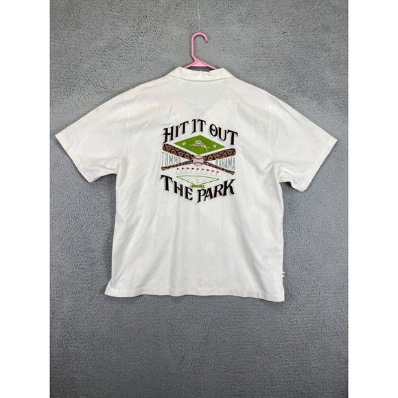 Tommy Bahama Shirt Mens XL White NY Yankees MLB Embroidered Silk Button Up Rare - Picture 2 of 11